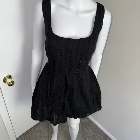 Commense Sleeveless Mini‎ Dress Corset Style Square Neck Party Cocktail Black L - Picture 5 of 15